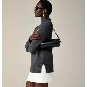 J. Crew ribbed knit cotton turtleneck sweater gray relaxed classic minimalist S